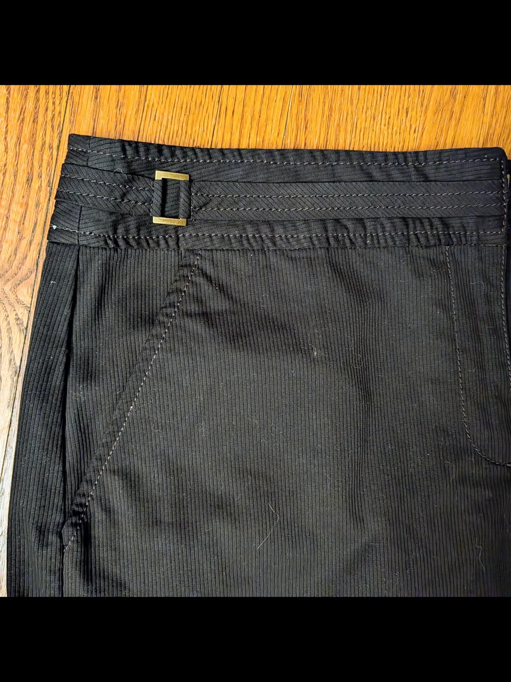 Think Tank 2008 Side-Tab Black Cotton Stretch Straight Cargo Midi Skirt Size 10
